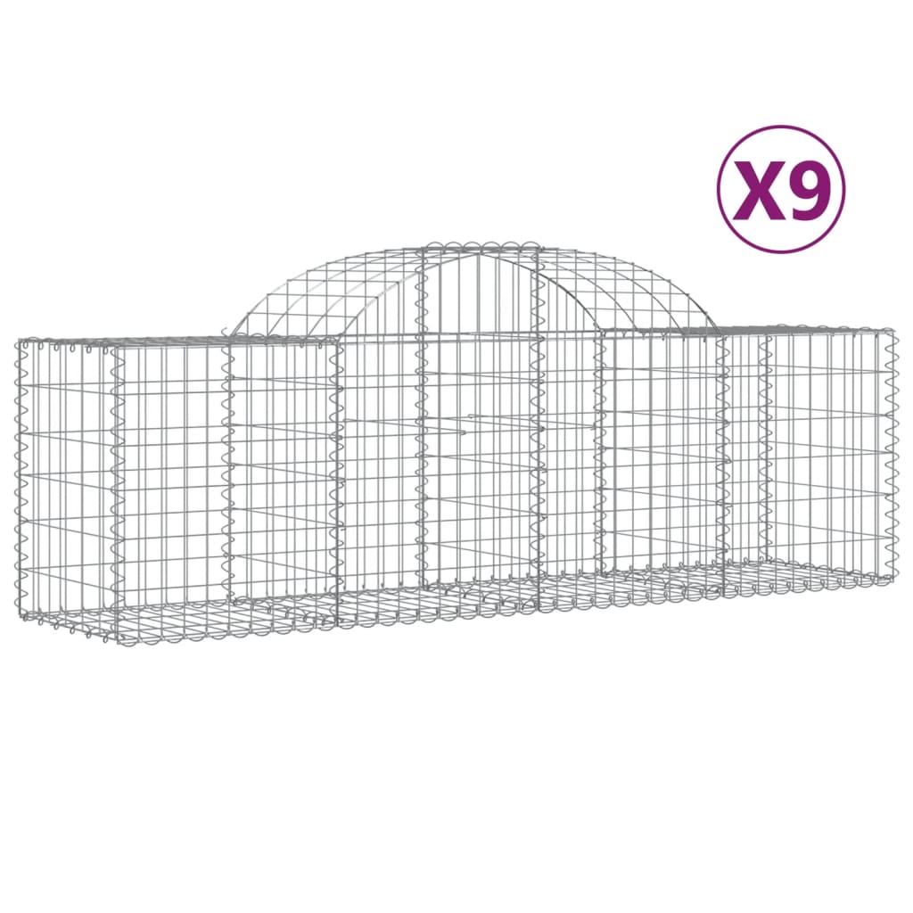 VidaXL Gabions 9 pcs courbé 200x50x60 80 cm fer galvanisé
