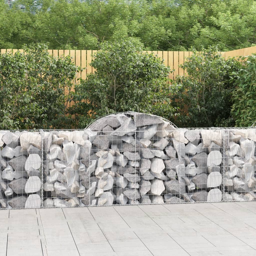 VidaXL Gabions 3 pcs courbé 200x50x80 100 cm fer galvanisé