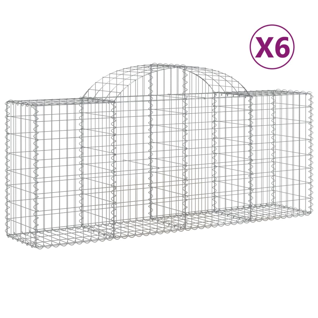 VidaXL Gabions 6 pcs courbé 200x50x80 100 cm fer galvanisé