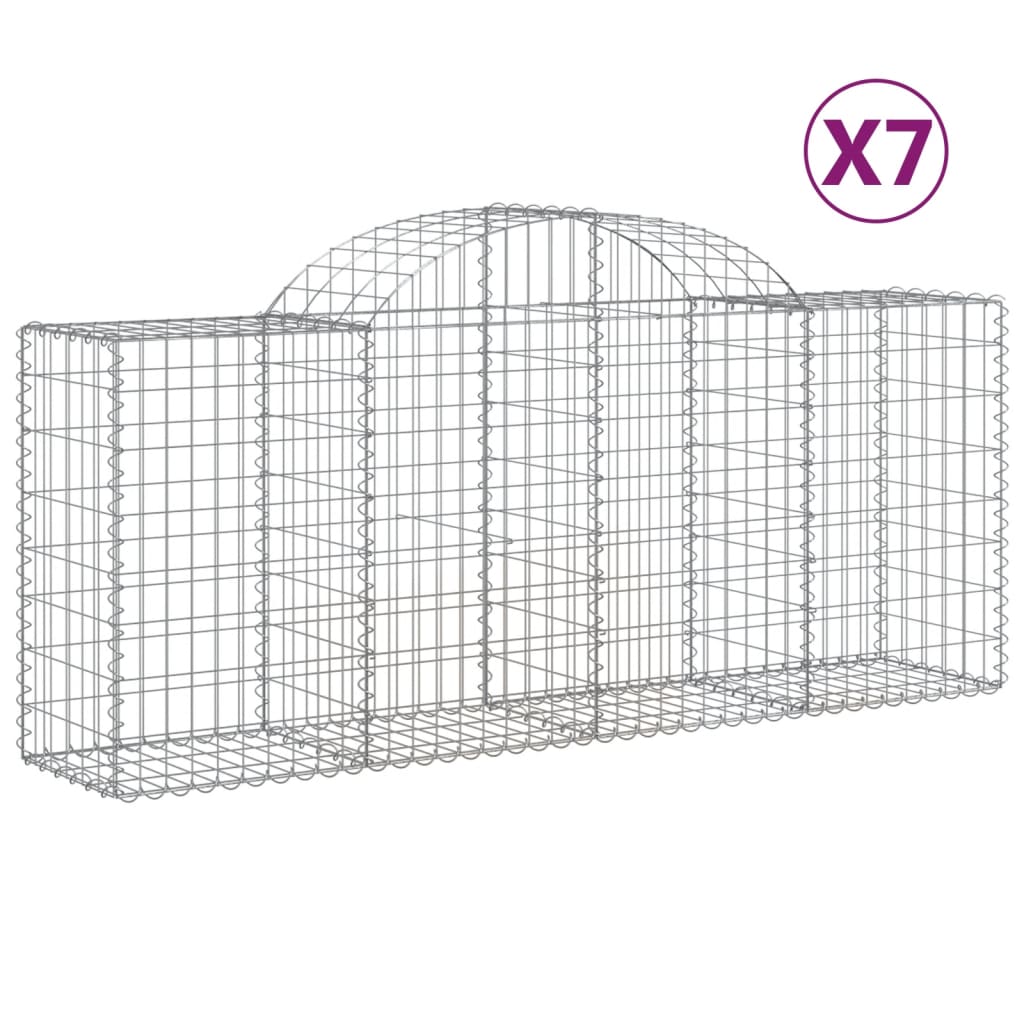 VidaXL Gabions 7 pcs courbé 200x50x80 100 cm fer galvanisé