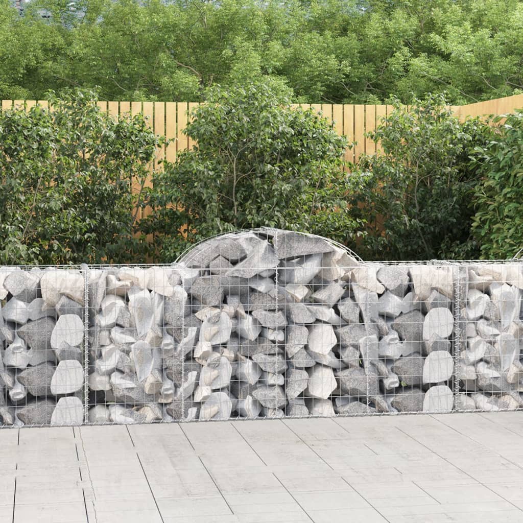 VidaXL Gabions 7 pcs courbé 200x50x80 100 cm fer galvanisé