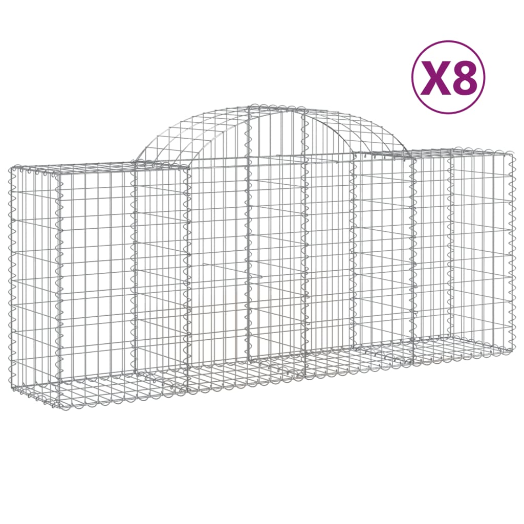 VidaXL Gabions 8 pcs courbé 200x50x80 100 cm fer galvanisé