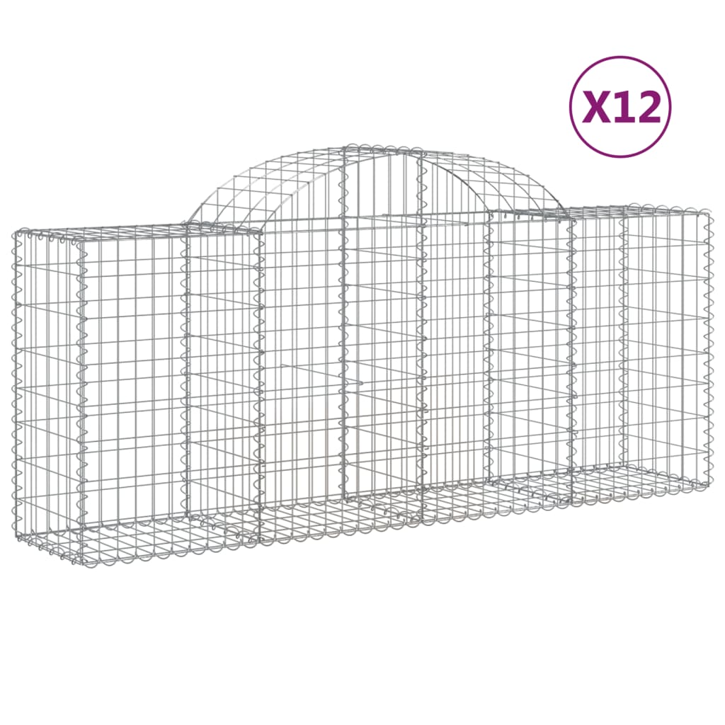VidaXL Gabions 12 pcs courbé 200x50x80 100 cm fer