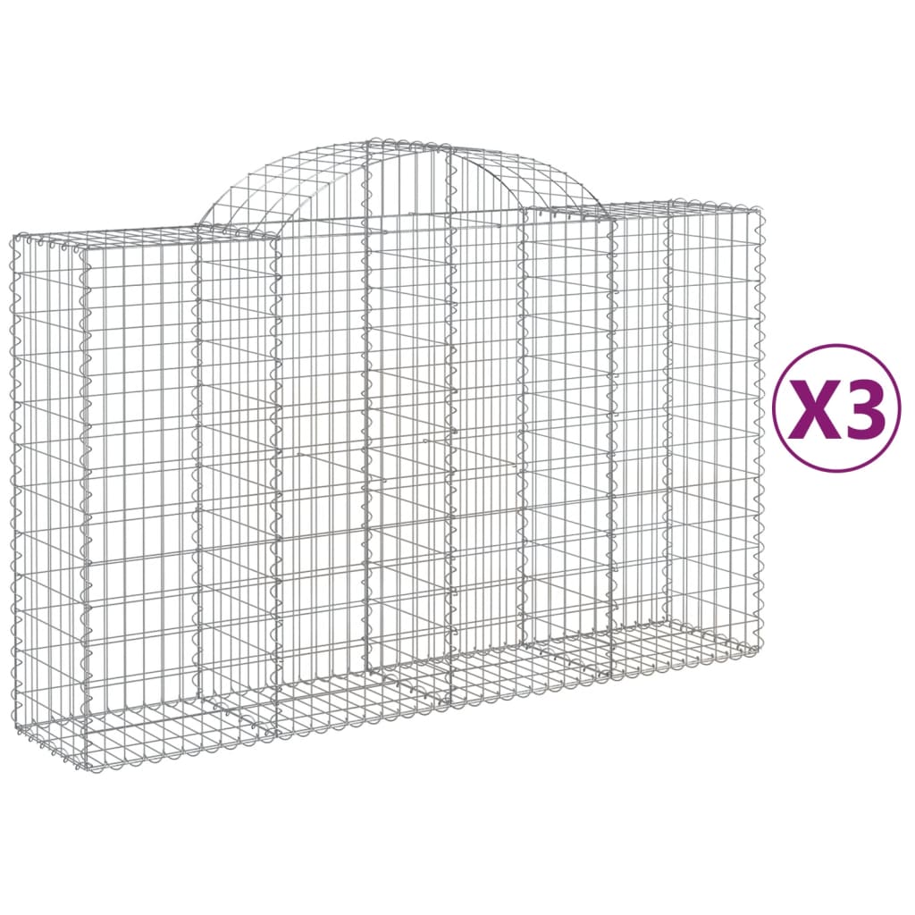 VidaXL Gabions 3 pcs courbé 200x50x120 140 cm fer