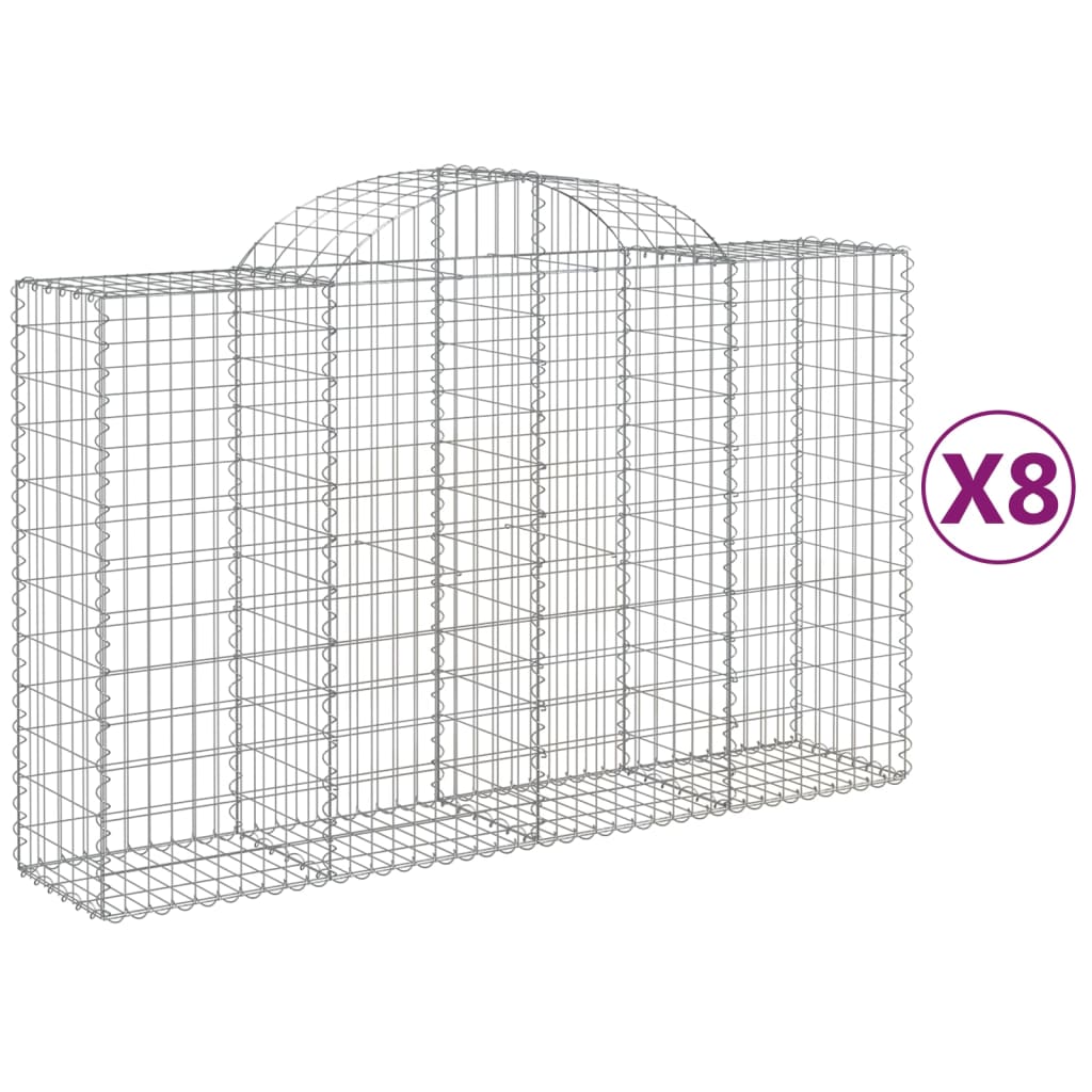 VidaXL Gabions 8 pcs courbé 200x50x120 140 cm fer
