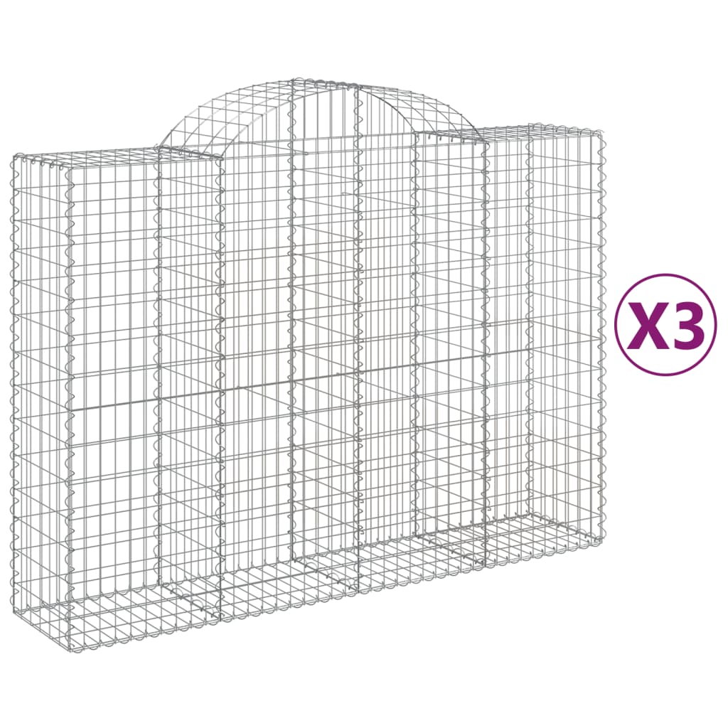 VidaXL Gabions 3 pcs courbé 200x50x140 160 cm fer