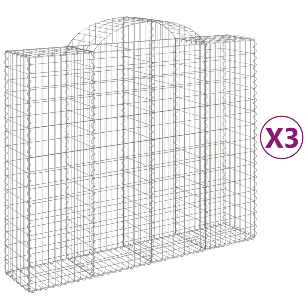 VidaXL Gabions 3 pcs courbé 200x50x160 180 cm fer