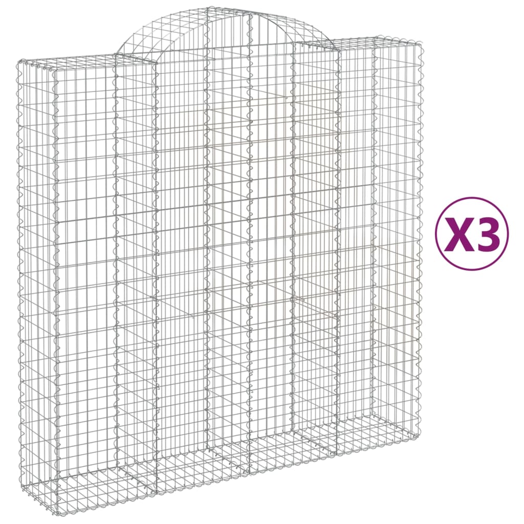 VidaXL Gabions 3 pcs courbé 200x50x200 220 cm fer