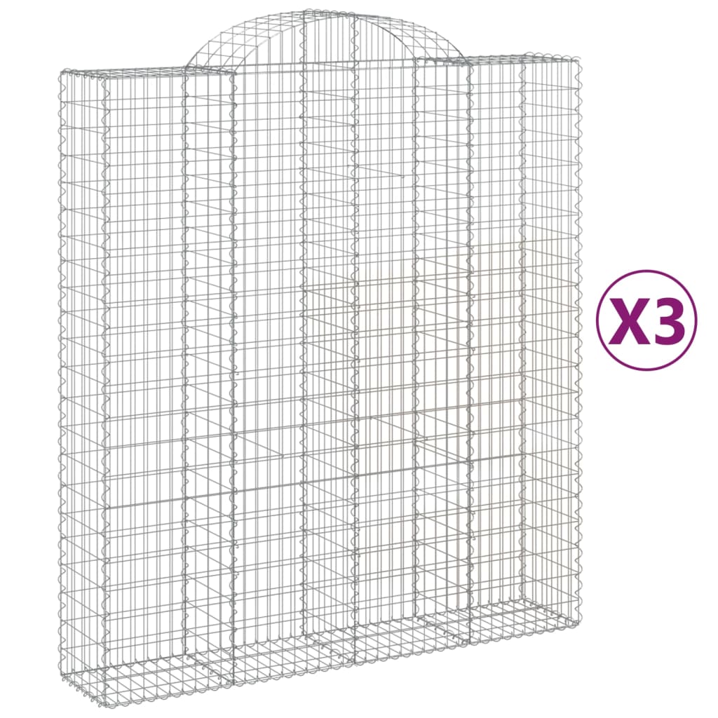 VidaXL Gabions 3 pcs courbé 200x50x220 240 cm fer