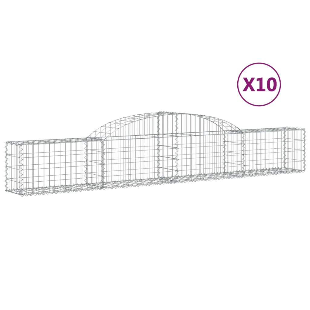 VidaXL Gabions 10 pcs courbé 300x30x40 60 cm fer galvanisé