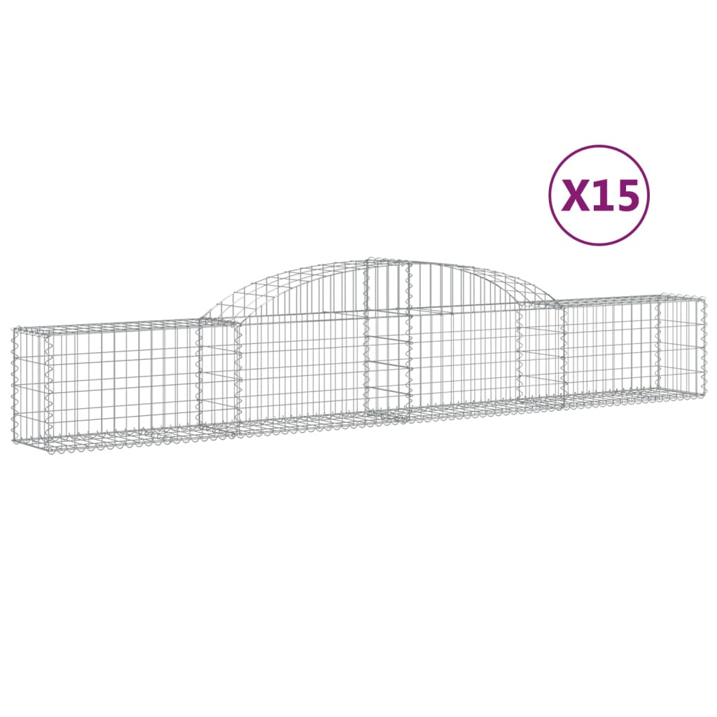 VidaXL Gabions 15 pcs courbé 300x30x40 60 cm fer galvanisé