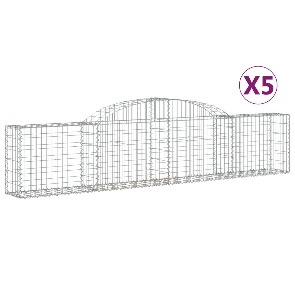 VidaXL Gabions 5 pcs courbé 300x30x60 80 cm fer galvanisé