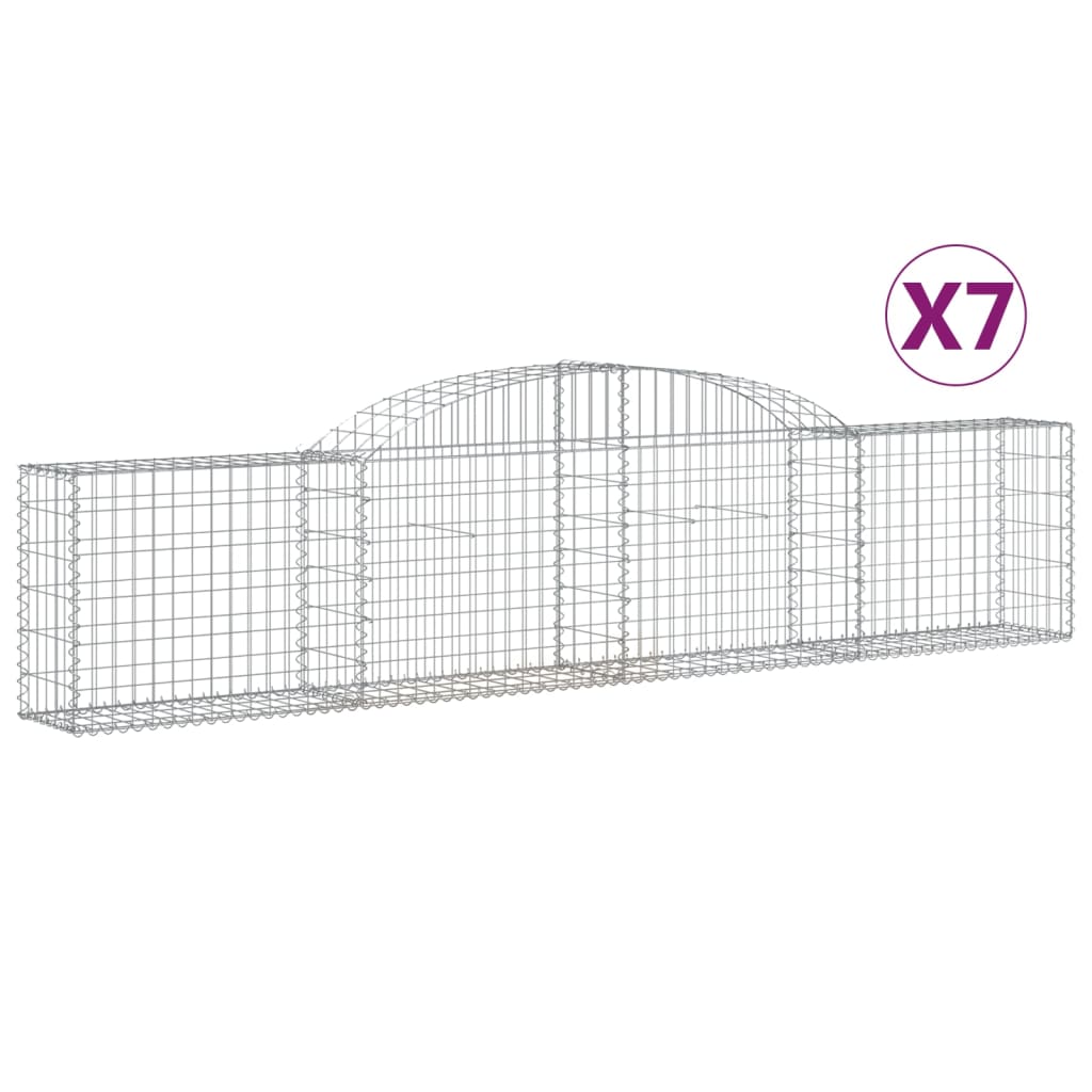 VidaXL Gabions 7 pcs courbé 300x30x60 80 cm fer galvanisé
