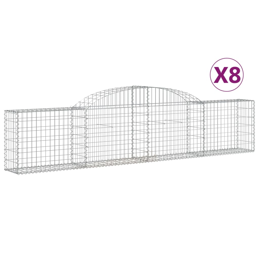 VidaXL Gabions 8 pcs courbé 300x30x60 80 cm fer galvanisé