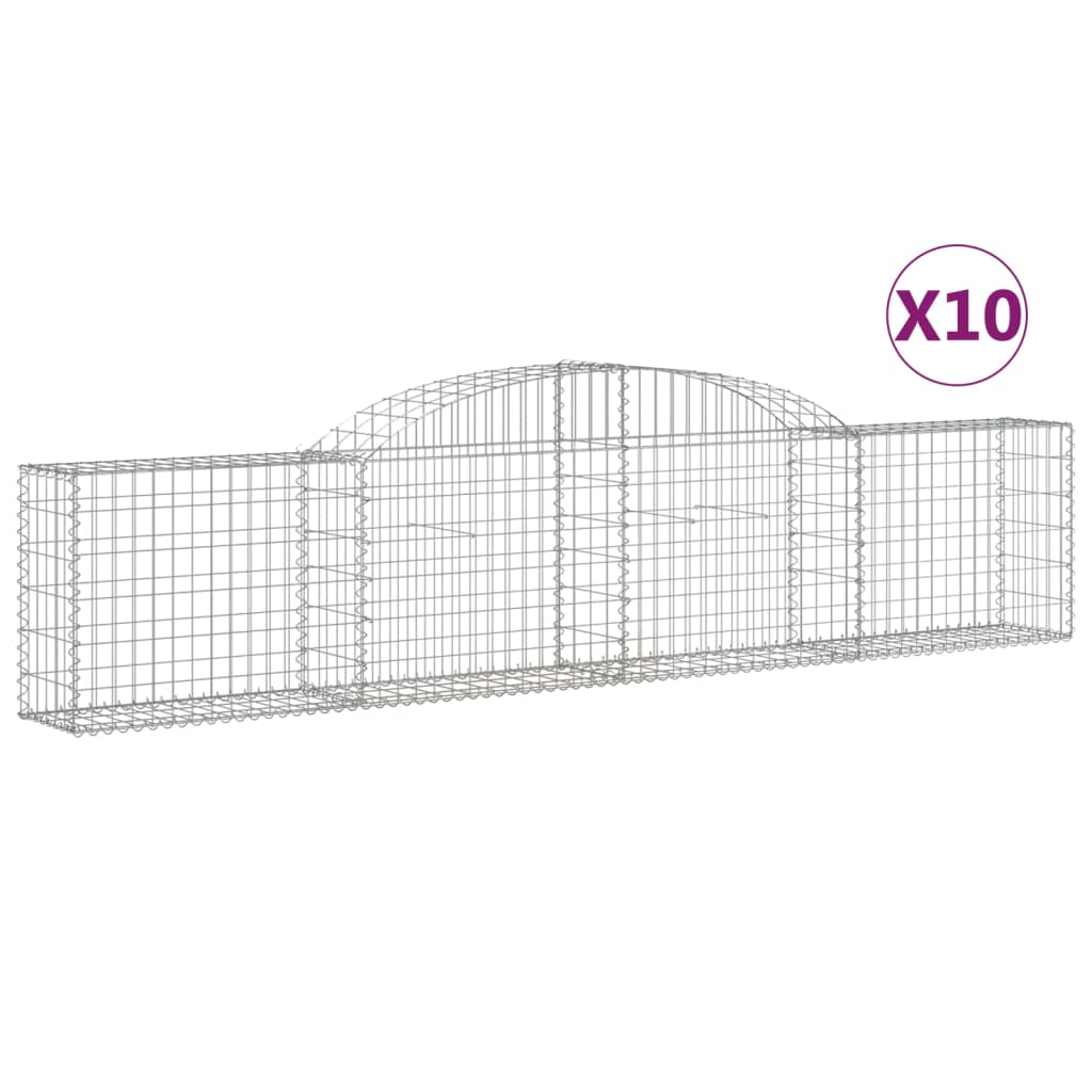 VidaXL Gabions 10 pcs courbé 300x30x60 80 cm fer galvanisé