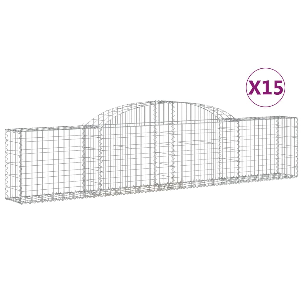 VidaXL Gabions 15 pcs courbé 300x30x60 80 cm fer galvanisé