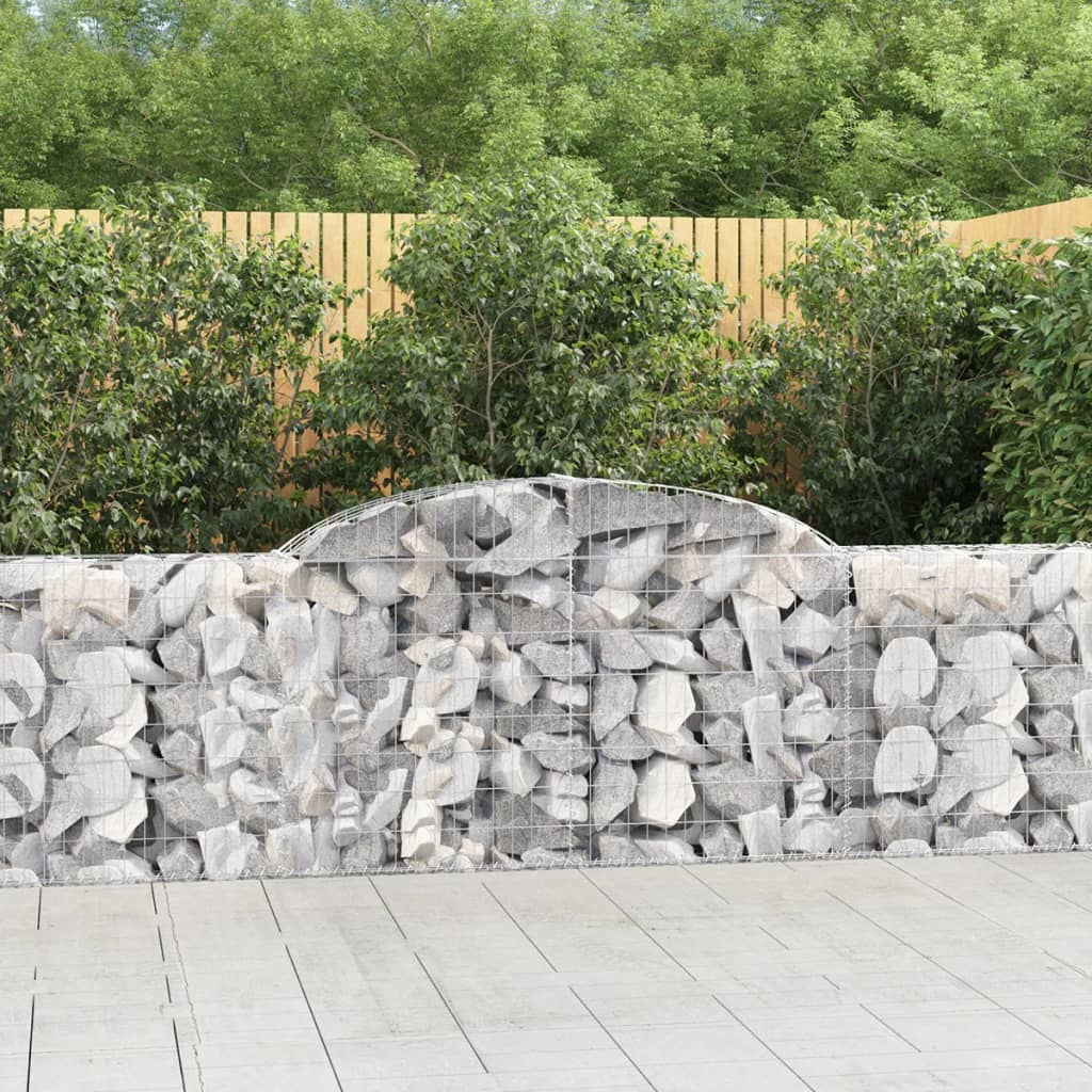 VidaXL Gabions 3 pcs courbé 300x30x80 100 cm fer galvanisé
