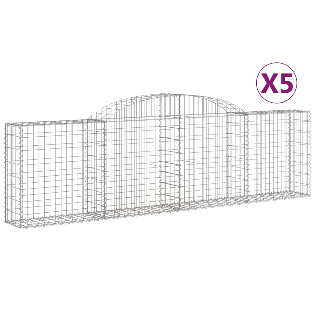 VidaXL Gabions 5 pcs courbé 300x30x80 100 cm fer galvanisé