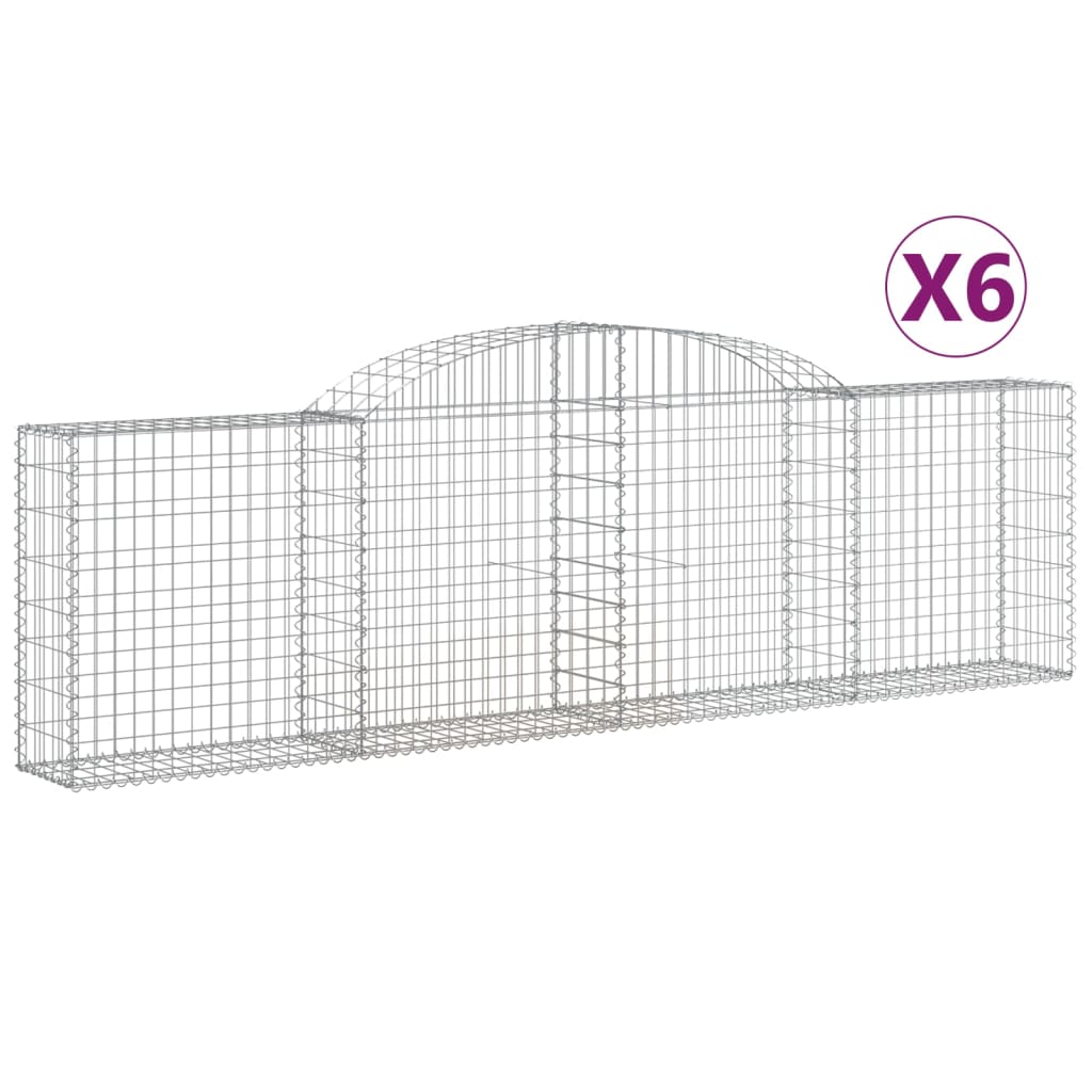 VidaXL Gabions 6 pcs courbé 300x30x80 100 cm fer galvanisé