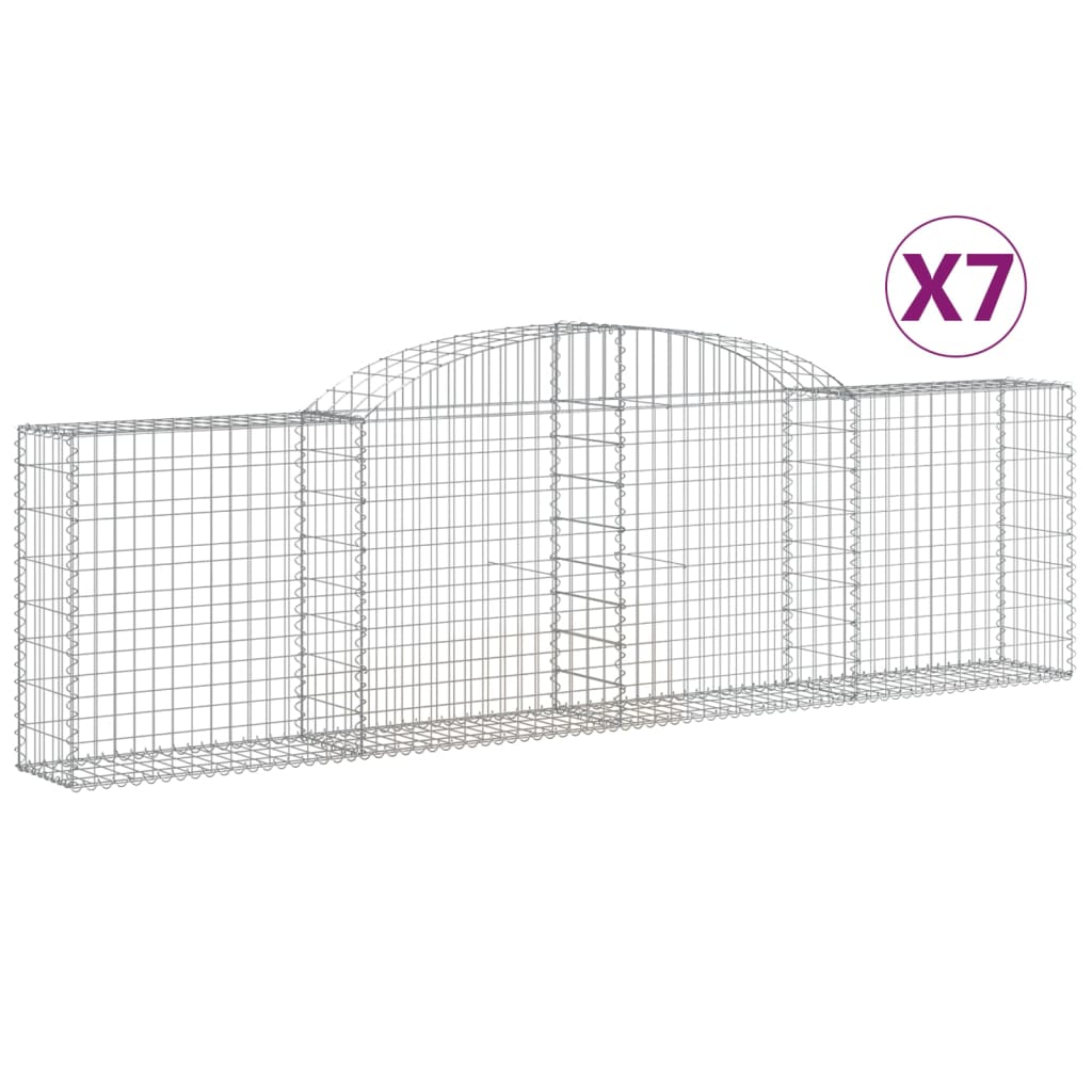VidaXL Gabions 7 pcs courbé 300x30x80 100 cm fer galvanisé