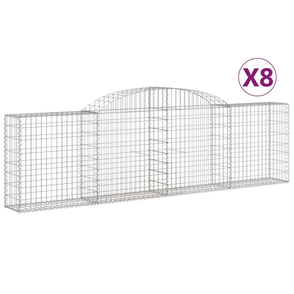 VidaXL Gabions 8 pcs courbé 300x30x80 100 cm fer galvanisé