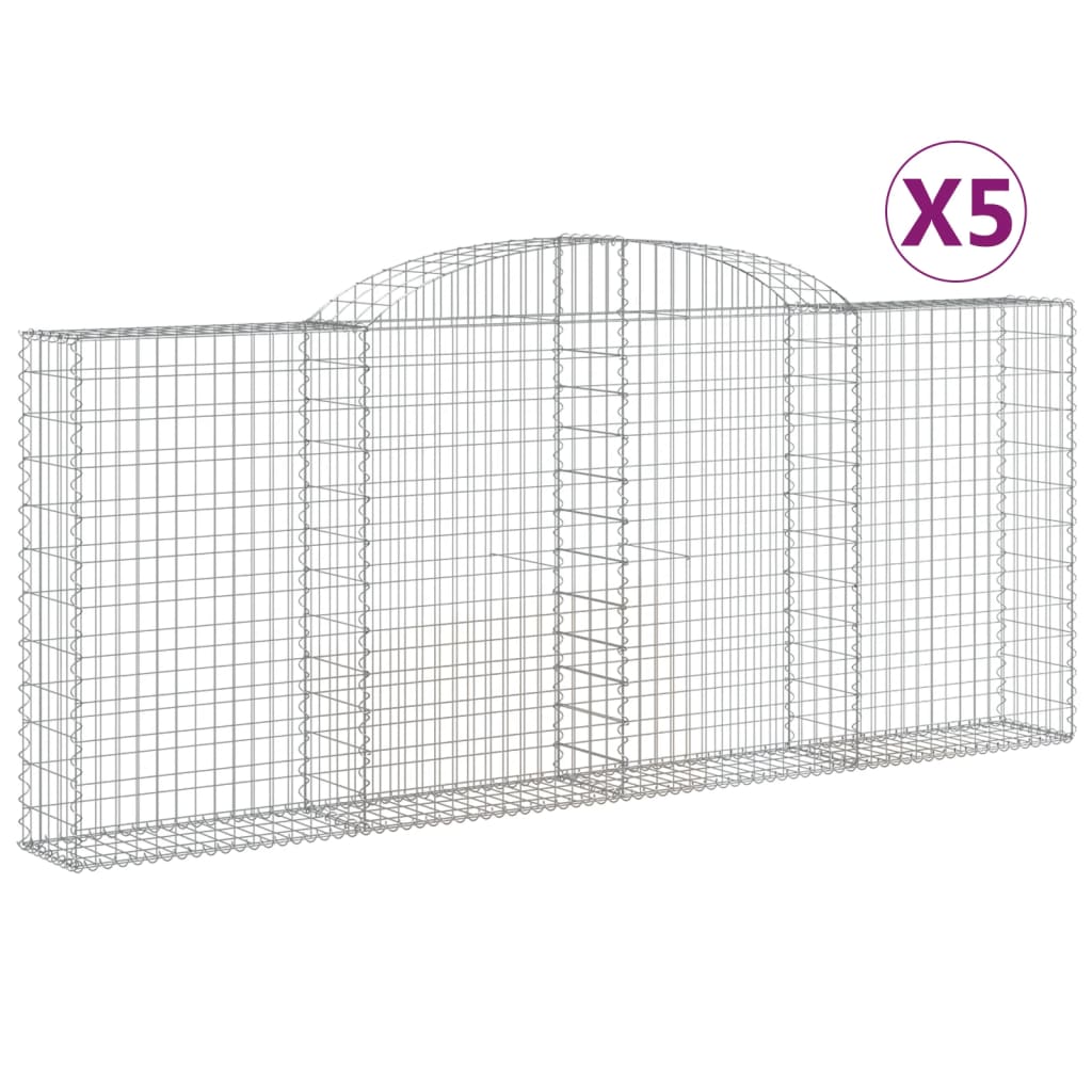 VidaXL Gabions 5 pcs courbé 300x30x120 140 cm fer