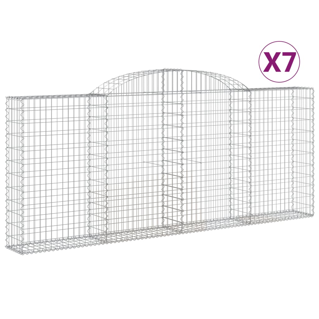 VidaXL Gabions 7 pcs courbé 300x30x120 140 cm fer