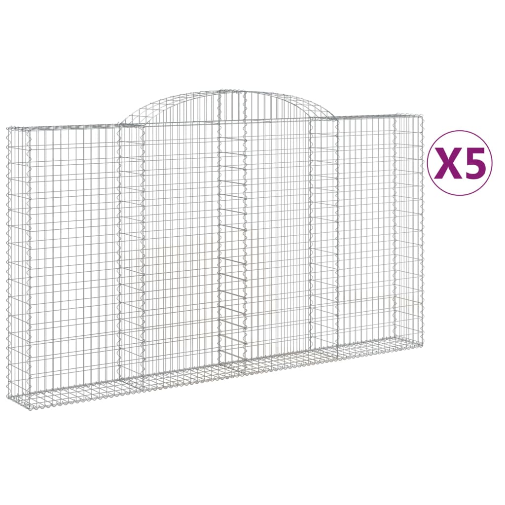 VidaXL Gabions 5 pcs courbé 300x30x160 180 cm fer
