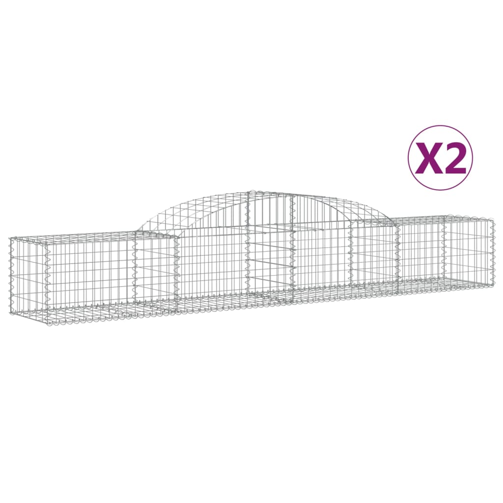 VidaXL Gabions 2 pcs courbé 300x50x40 60 cm fer galvanisé