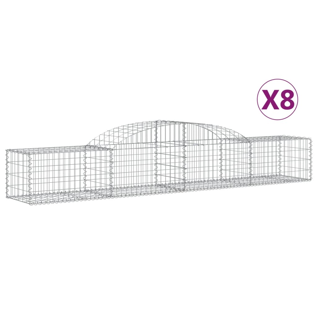 VidaXL Gabions 8 pcs courbé 300x50x40 60 cm fer galvanisé