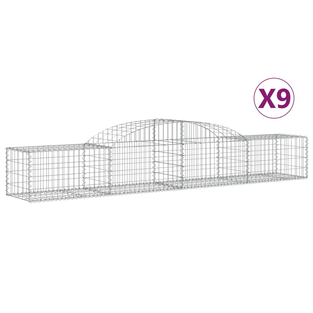 VidaXL Gabions 9 pcs courbé 300x50x40 60 cm fer galvanisé