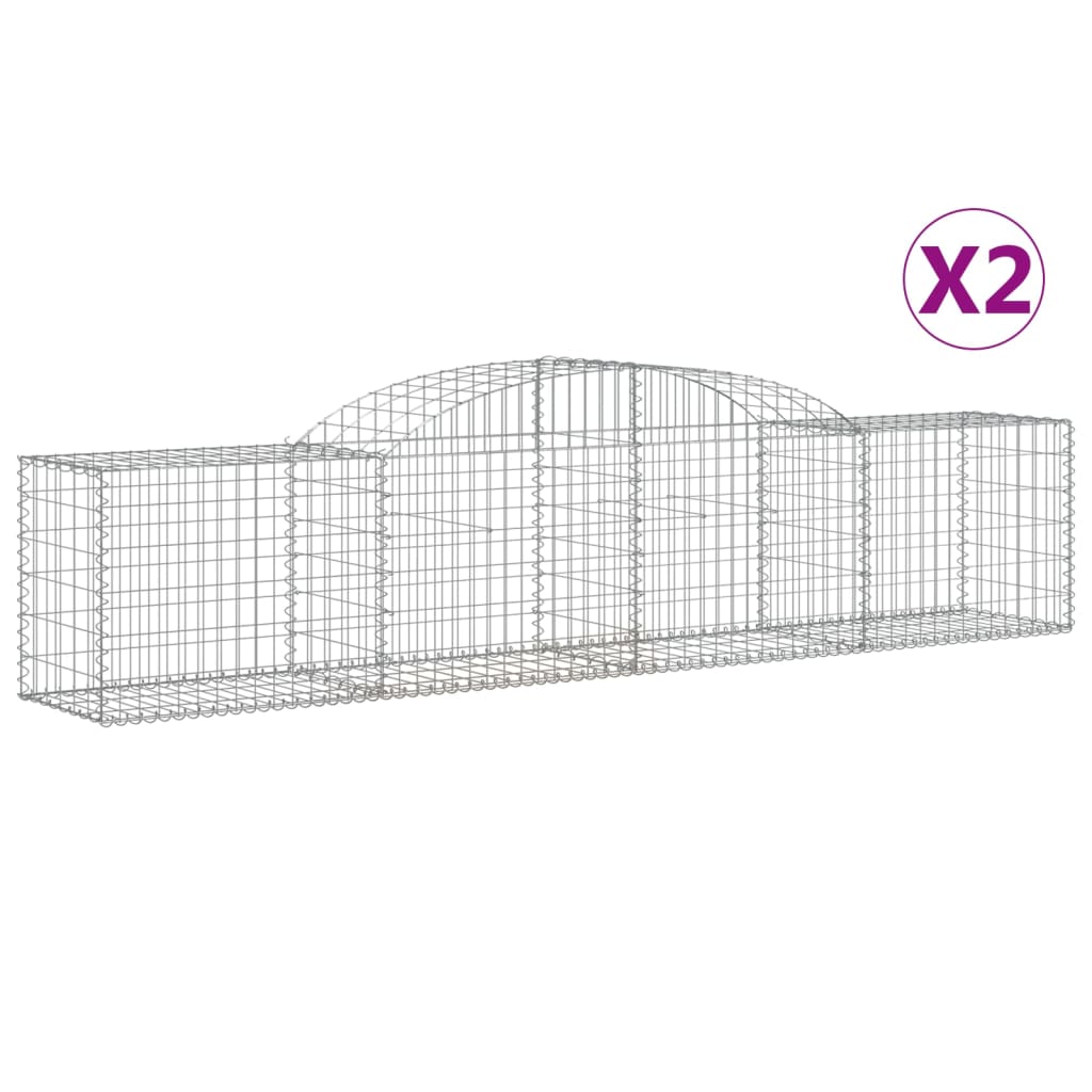 VidaXL Gabions 2 pcs courbé 300x50x60 80 cm fer galvanisé