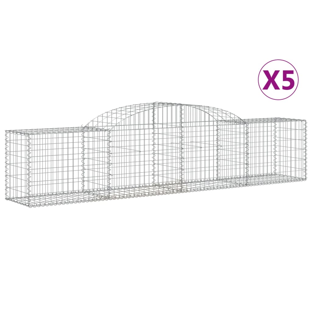 VidaXL Gabions 5 pcs courbé 300x50x60 80 cm fer galvanisé