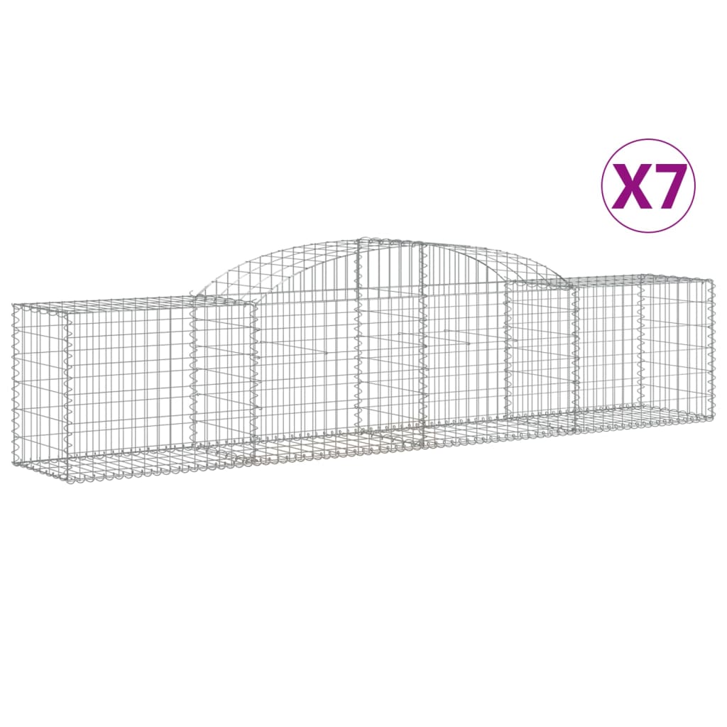 VidaXL Gabions 7 pcs courbé 300x50x60 80 cm fer galvanisé