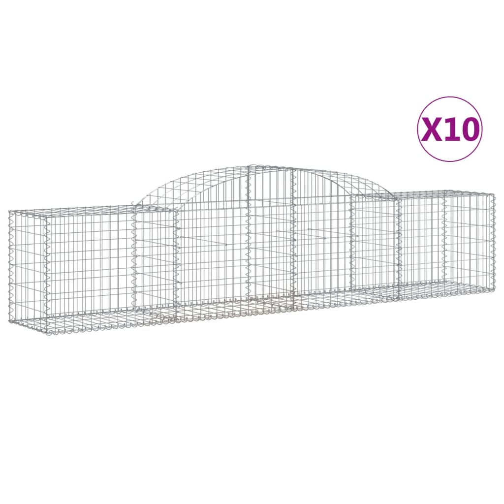 VidaXL Gabions 10 pcs courbé 300x50x60 80 cm fer galvanisé