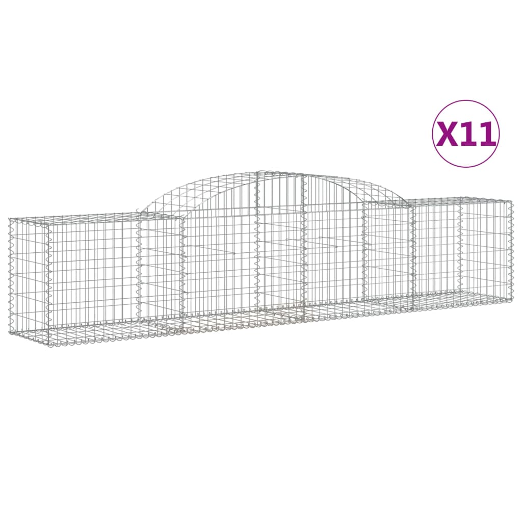 VidaXL Gabions 11 pcs courbé 300x50x60 80 cm fer galvanisé