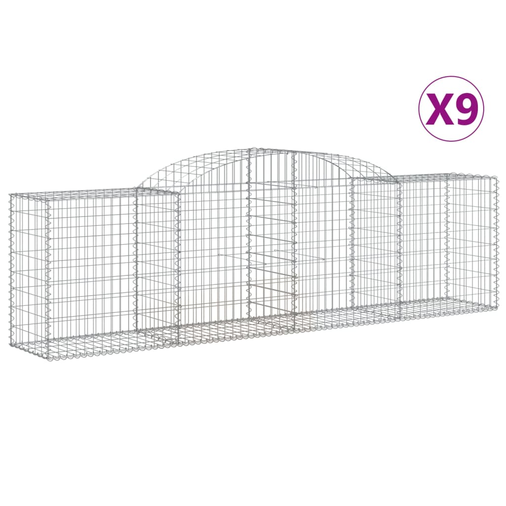 VidaXL Gabions 9 pcs courbé 300x50x80 100 cm fer galvanisé
