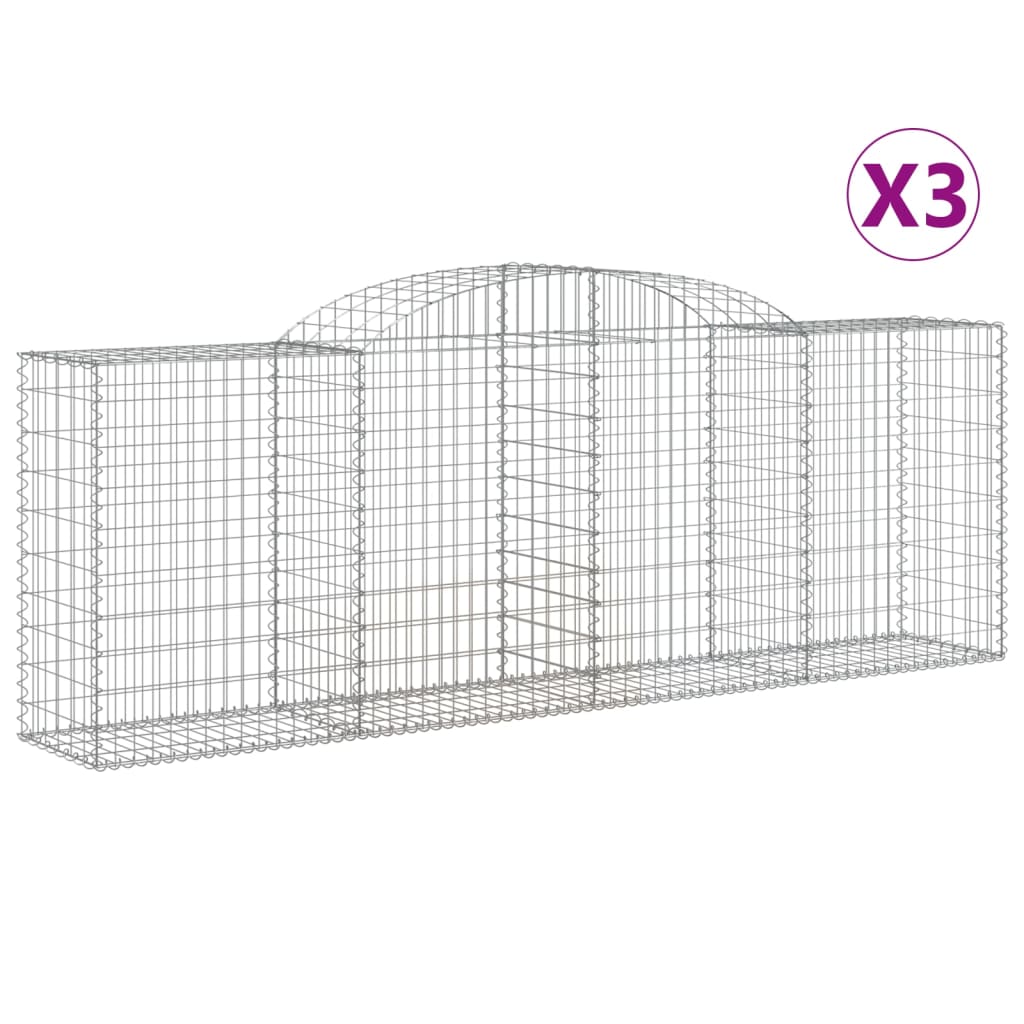 VidaXL Gabions 3 pcs courbé 300x50x100 120 cm fer
