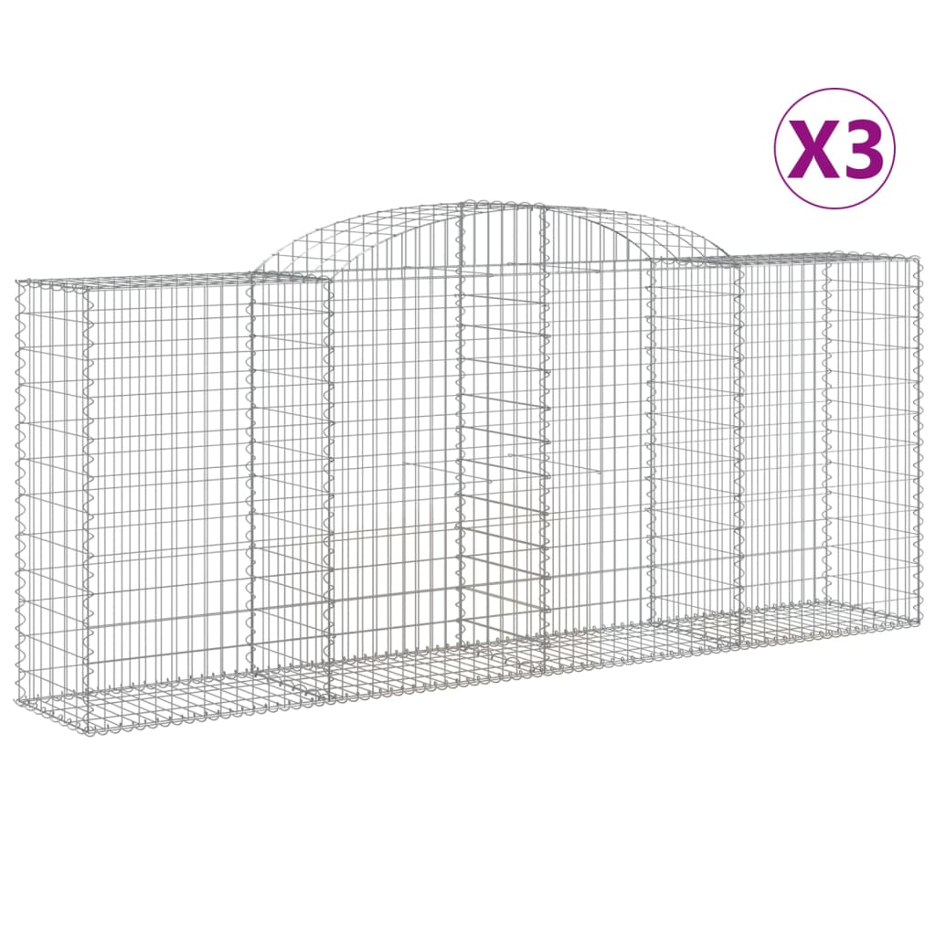 VidaXL Gabions 3 pcs courbé 300x50x120 140 cm fer