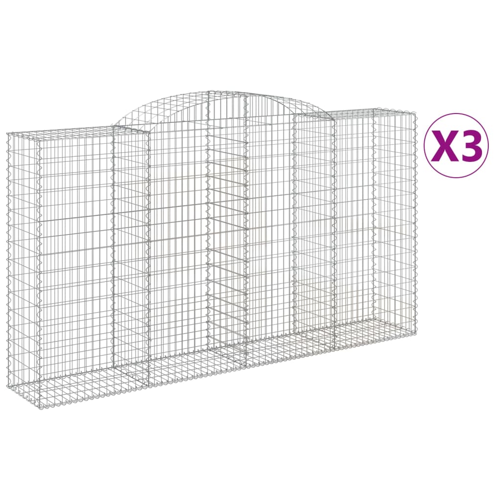 VidaXL Gabions 3 pcs courbé 300x50x160 180 cm fer