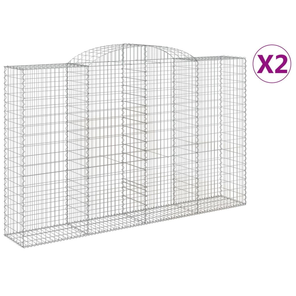 VidaXL Gabions 2 pcs courbé 300x50x180 200 cm fer