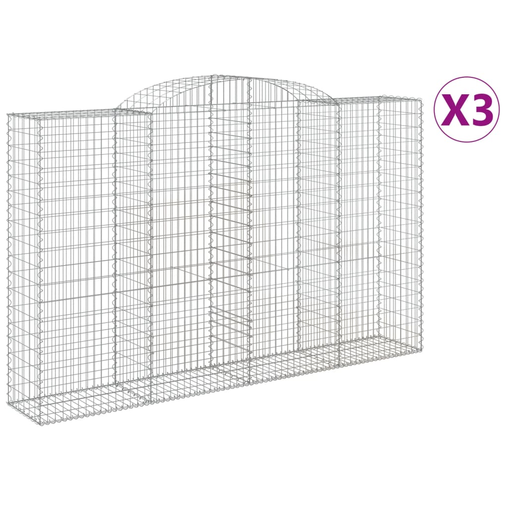 VidaXL Gabions 3 pcs courbé 300x50x180 200 cm fer
