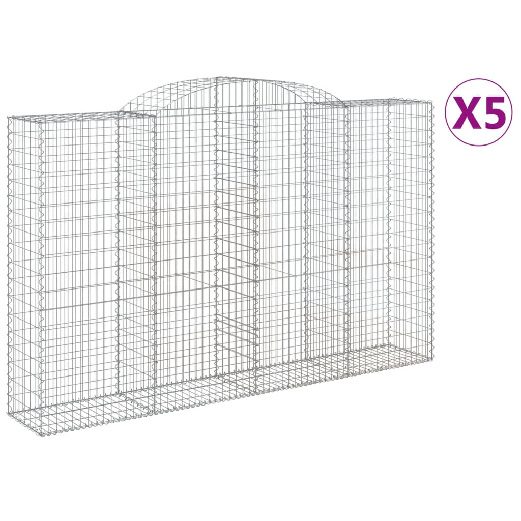 VidaXL Gabions 5 pcs courbé 300x50x180 200 cm fer