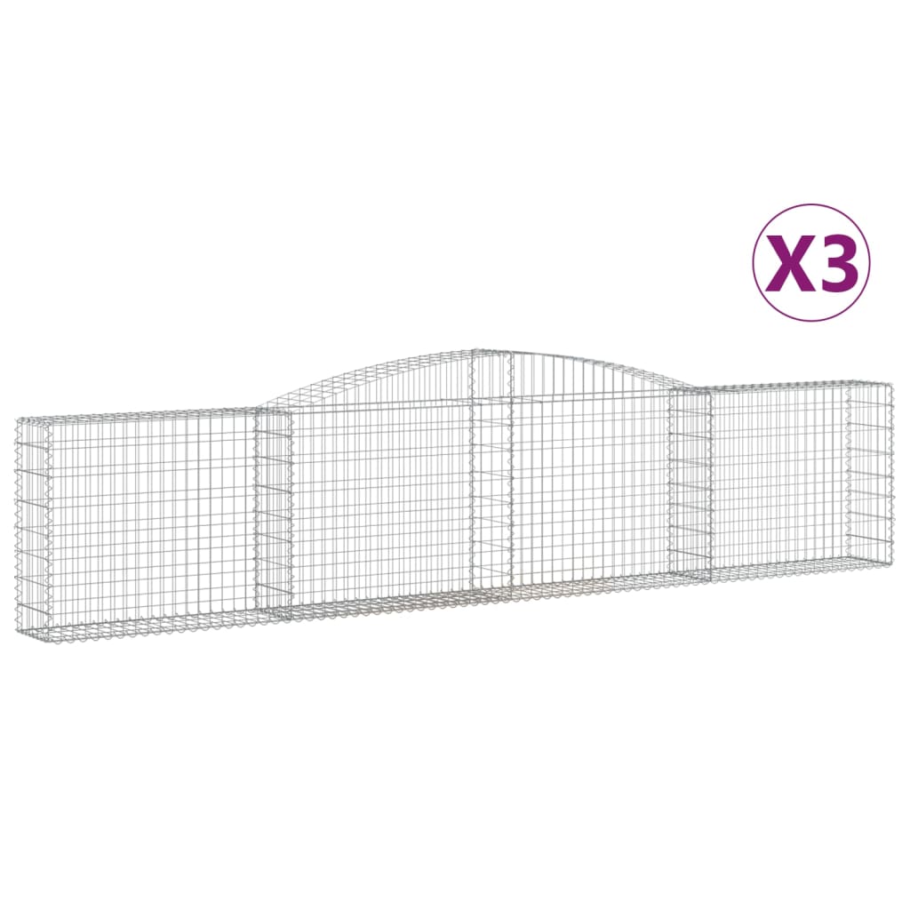 VidaXL Gabions 3 pcs courbé 400x30x80 100 cm fer