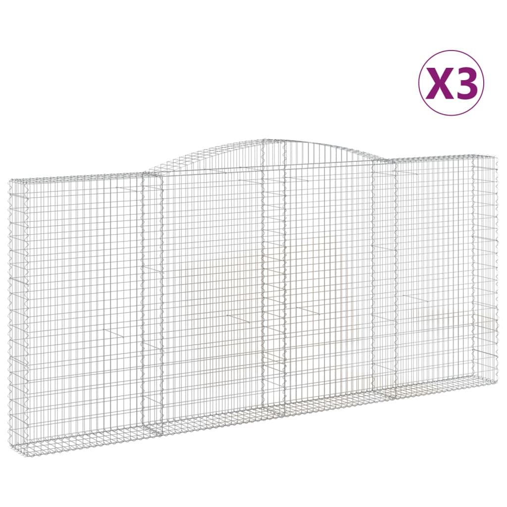 VidaXL Gabions 3 pcs courbé 400x30x180 200 cm fer