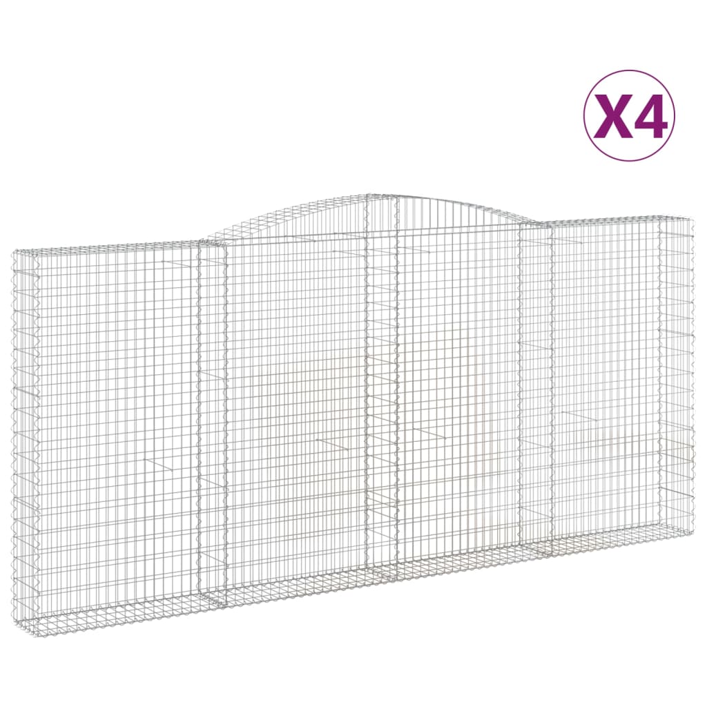 VidaXL Gabions 4 pcs courbé 400x30x180 200 cm fer