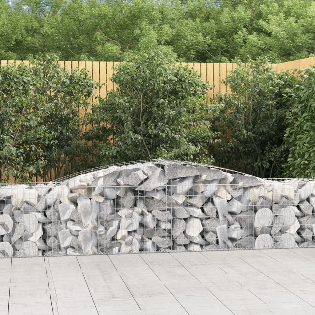 VidaXL Gabions 3 pcs courbé 400x50x60 80 cm fer galvanisé