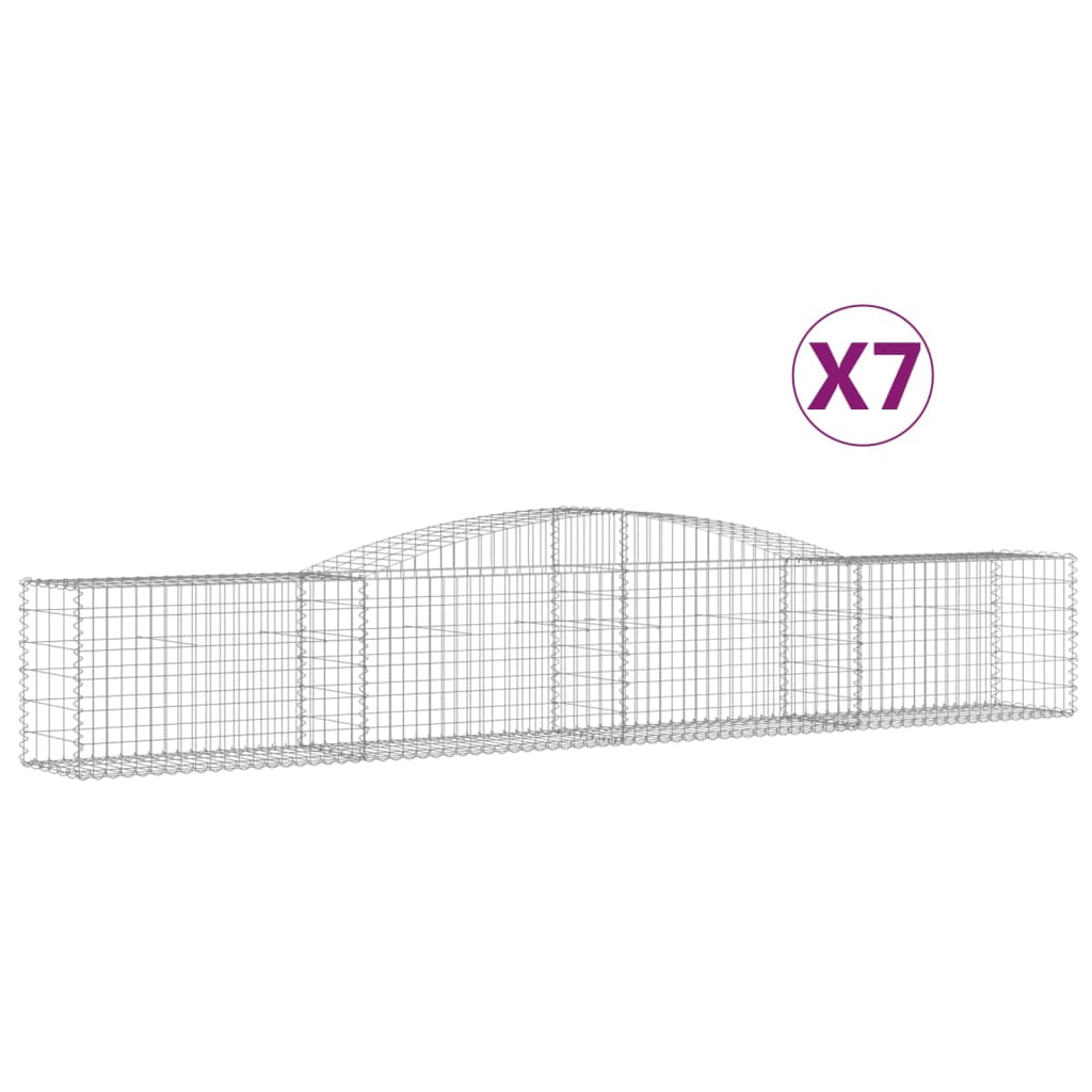 VidaXL Gabions 7 pcs courbé 400x50x60 80 cm fer galvanisé
