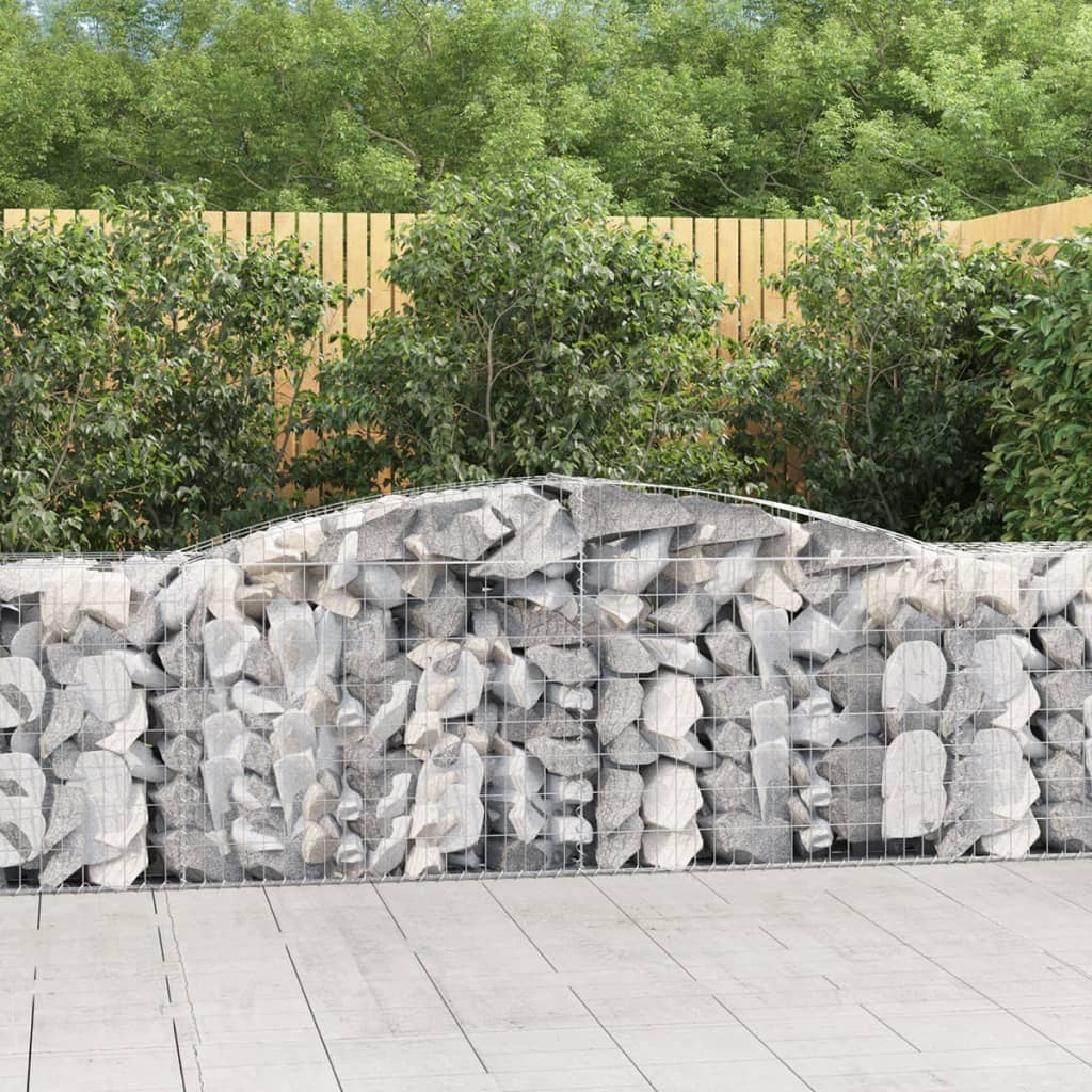 VidaXL Gabions 2 pcs courbé 400x50x80 100 cm fer galvanisé