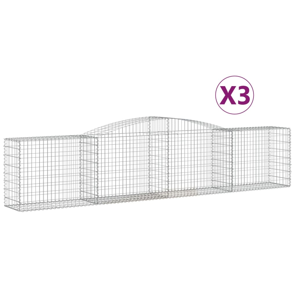 VidaXL Gabions 3 pcs courbé 400x50x80 100 cm fer galvanisé